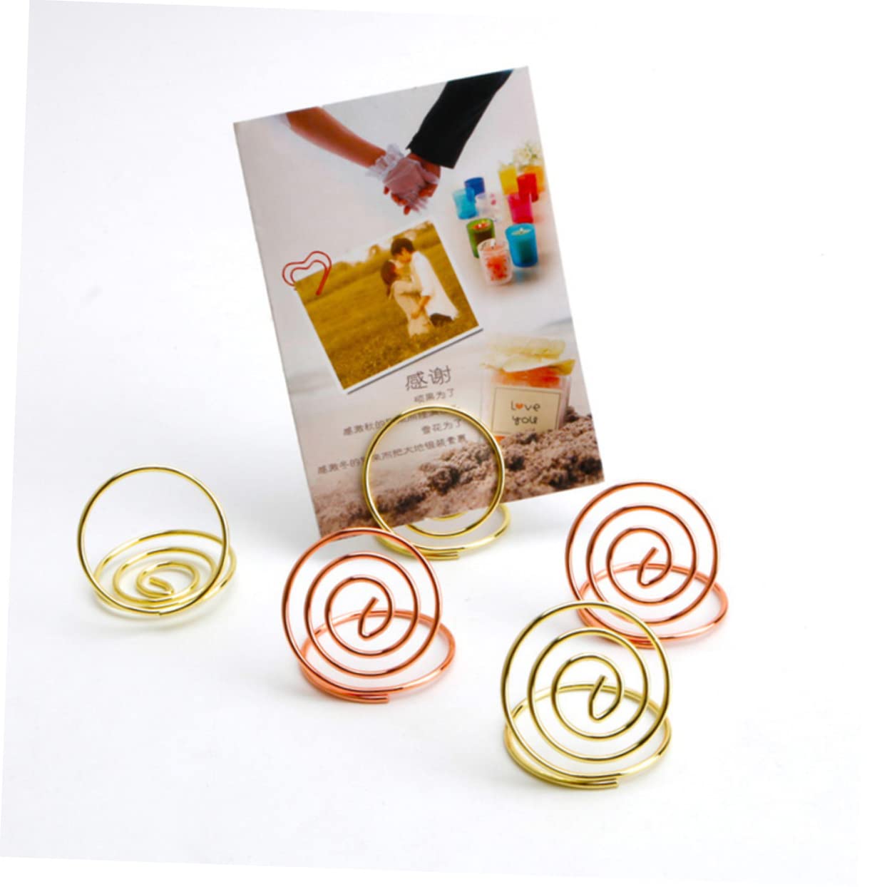 Lurrose 72 Stk herzförmige Memohalter für den Schreibtisch Desktop-Notizclips formnotizclips Platzkarten visitenkarten halterung hochzeitsdeko Fotohalter Tischnummernhalter Golden
