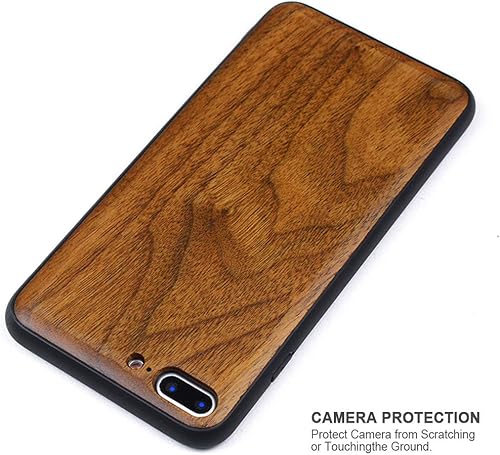 Miniatura 5 de Funda de madera para iPhone 7 Plus8 Plus, madera natural real, delgada, a prueba de golpes, híbrida de madera para iPhone 7P8P (nogal)