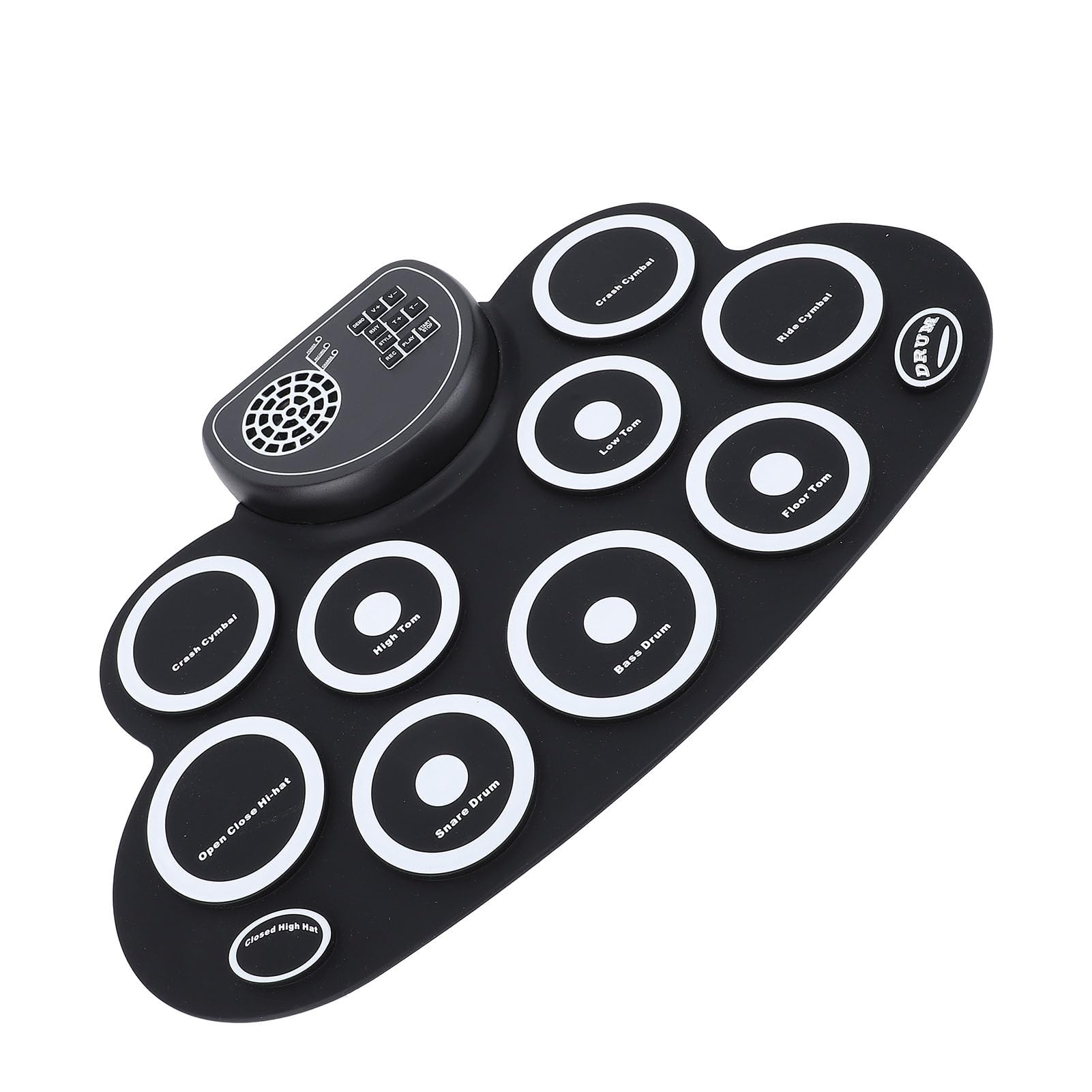 Set de pads electrónicos enrollables recargables, kit de batería eléctrica inalámbrico con altavoz integrado, tambor de práctica de silicona con doble pedal para principiantes y
