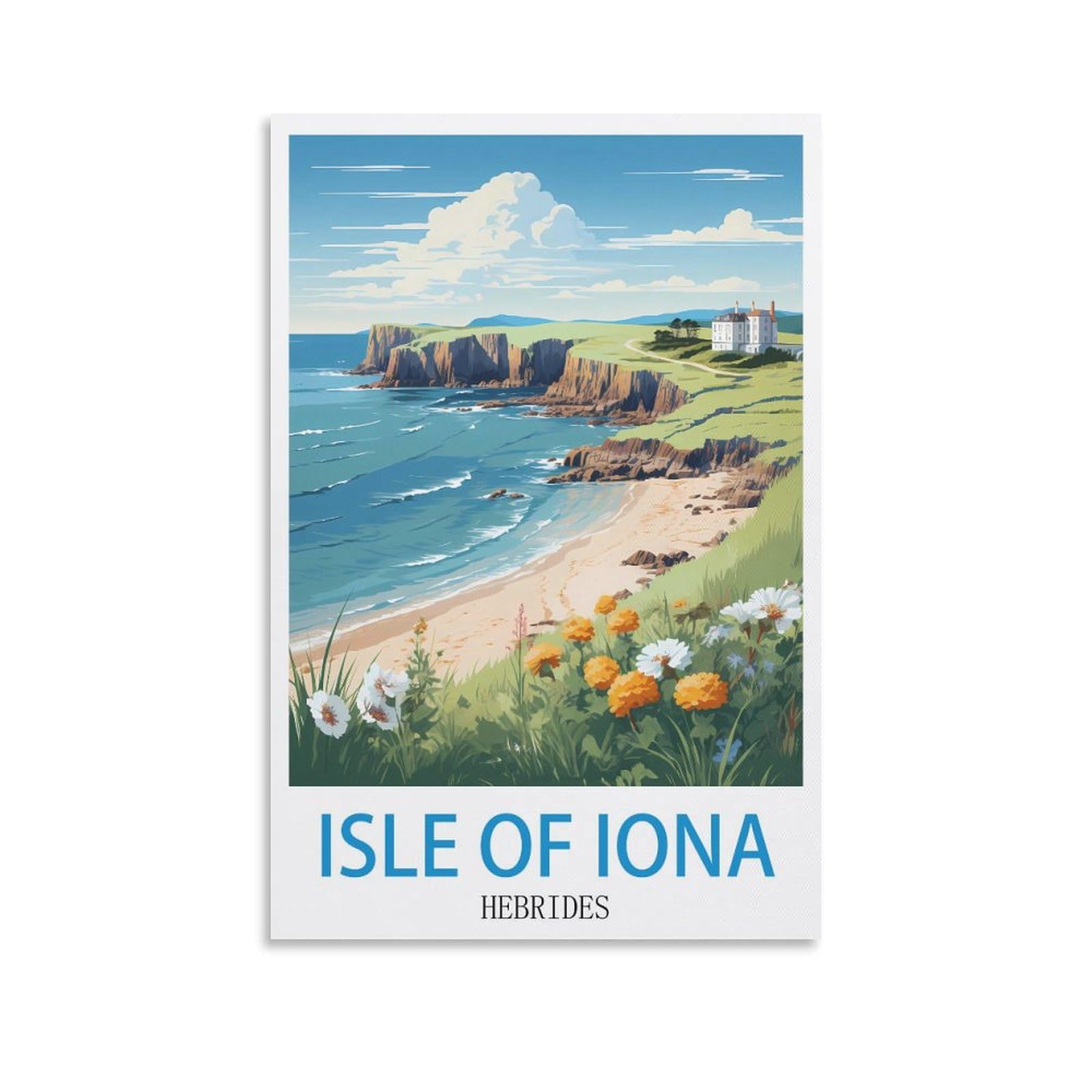 CEYHNO Isle of Iona Hebrides Vintage Travel Poster 16x24inch(40x60cm) Canvas Art Poster And Wall Art Picture Print Modern Family Bedroom Decor