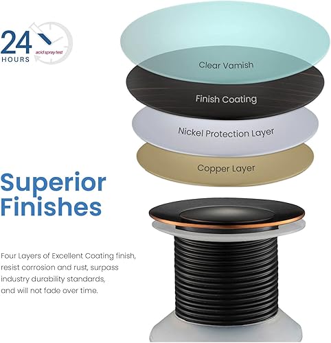 Miniatura 6 de Tapón de drenaje desplegable para fregadero de baño, drenaje desplegable sin desbordamiento (bronce aceitado)