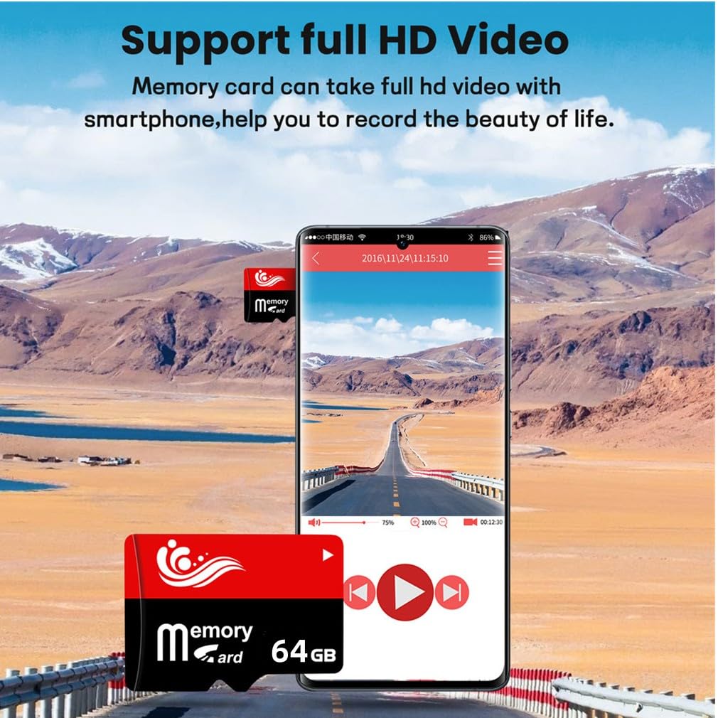 Carte SD 64 Go Imperméable Carte Mémoire Portable Carte TF Mini SD Card pour Camera Drone Smartphone Dash Cam