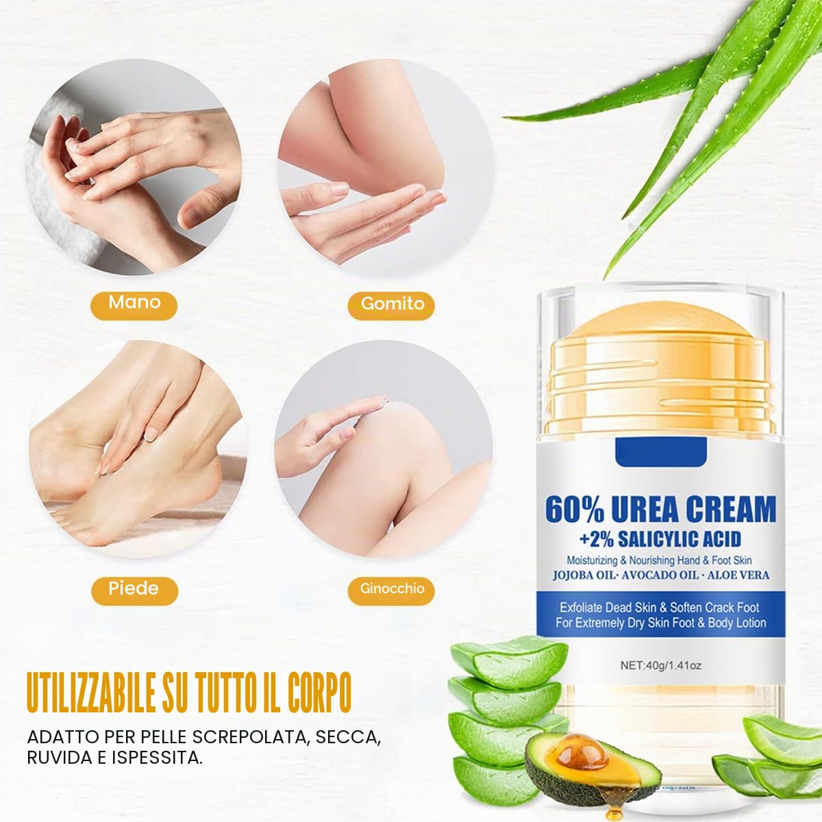 Baorder 2 pezzi Peach Scented and 60% Urea Foot Cream Set idratante Foot Cream, Repair Dry Skin, mani, talloni, gomiti e ginocchia, cura morbida e idratante per donne e uomini