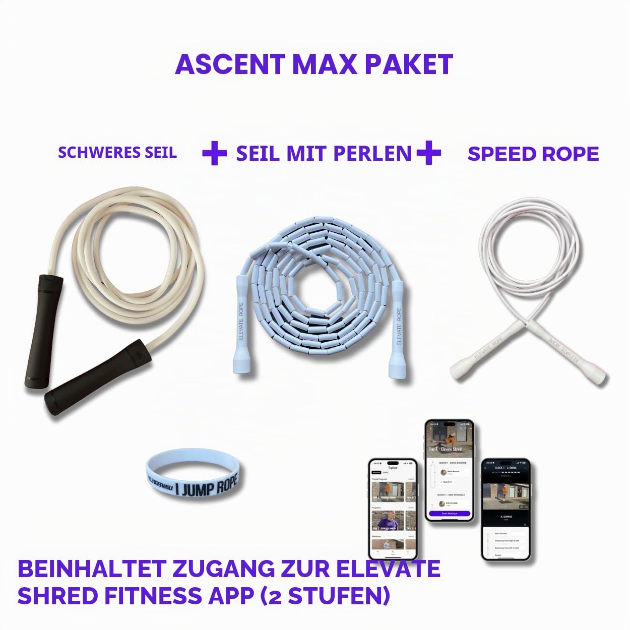 Elevate Rope Perlen-Springseil 3 m verstellbar, Beaded Rope