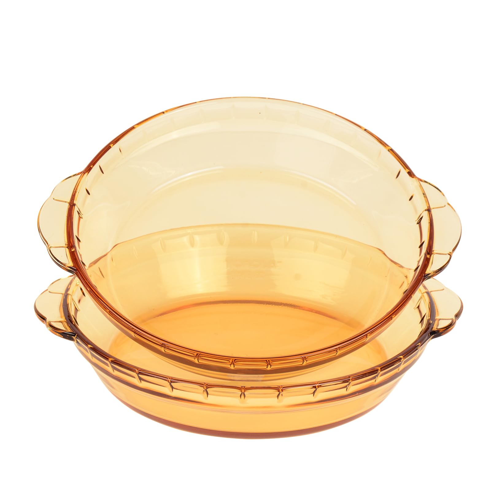 Chas Bete Glass Plates, 20 cm, Set of 2, Durable Glass Dinner Plates with Handles, Glass Plate Set, Cake Plates, Dishwasher Safe, Oven Safe, Amber