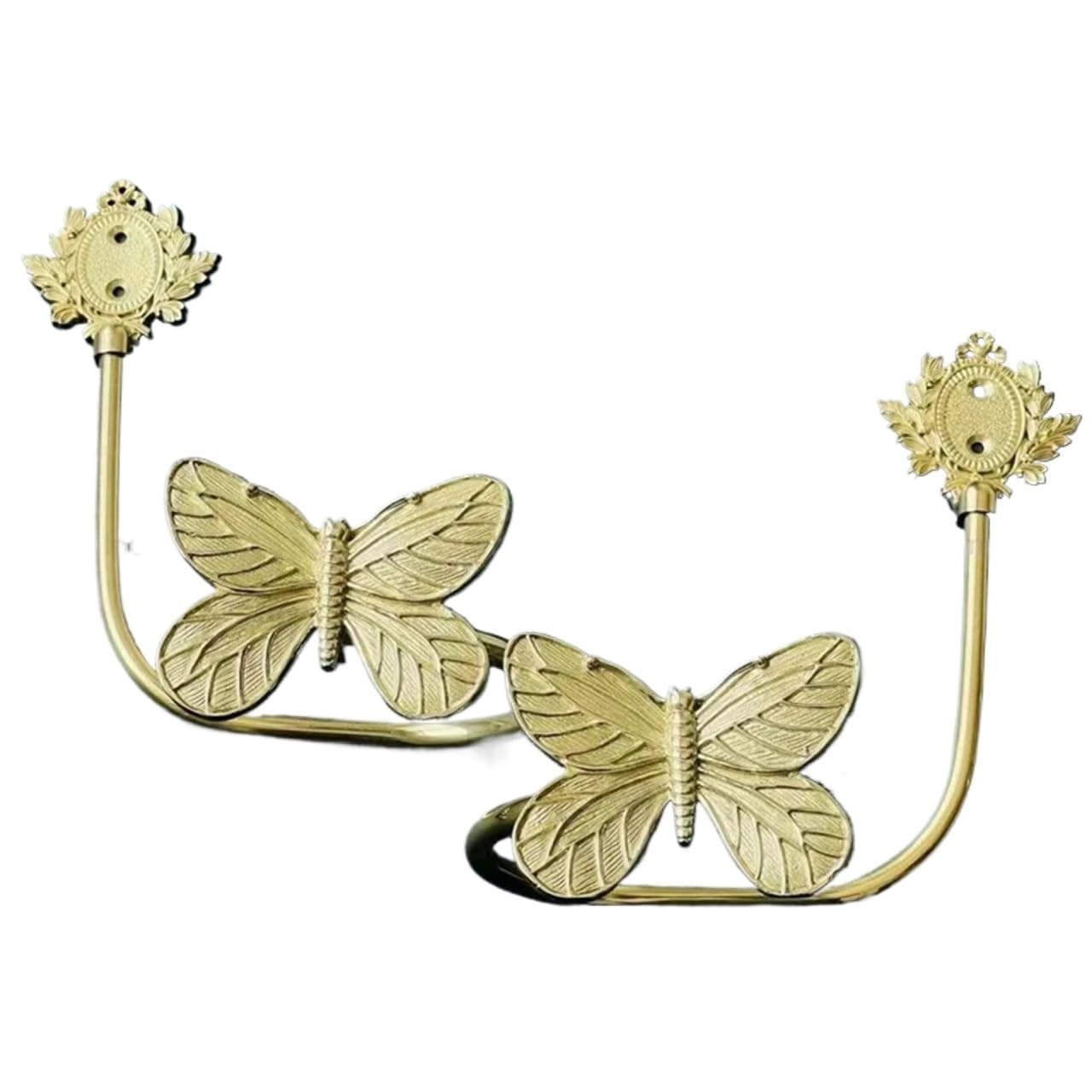 Gancio in Ottone per fermacurtain Ganci for Tende in Rame Pieno Fibbie con Angelo Dorato Supporti for Decorazioni a Parete for l'allestimento di finestre Fai da Te(Butterfly- Pair)