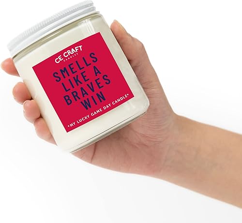 Miniatura 3 de CE Craft - Vela en frasco con tema de béisbol - Regalo de los Bravos (Lavanda y vainilla, estándar)