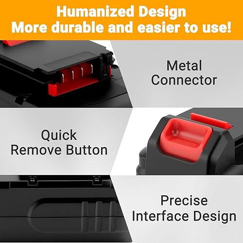 Miniatura 4 de Joiry Batería de repuesto de iones de litio de 18 V 4000 mAh con mayor seguridad y mayor tiempo de funcionamiento, compatible con cable Porter