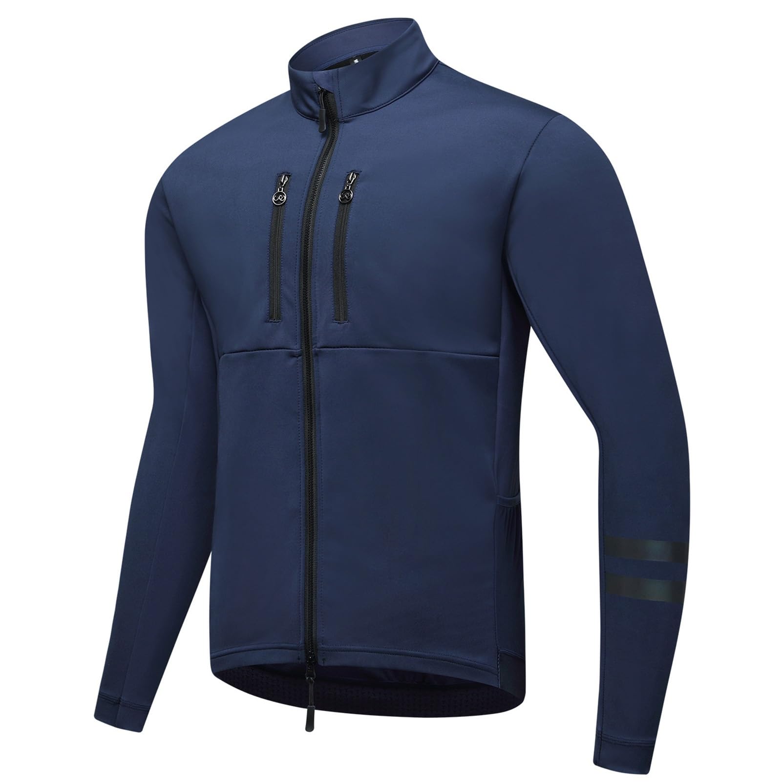 Zimowa męska kurtka rowerowa Ciepła Termiczna Wiatroszczelna Softshell Kurtka Sportowa Odblaskowa Kurtka z 2-kierunkowym zamkiem błyskawicznym
