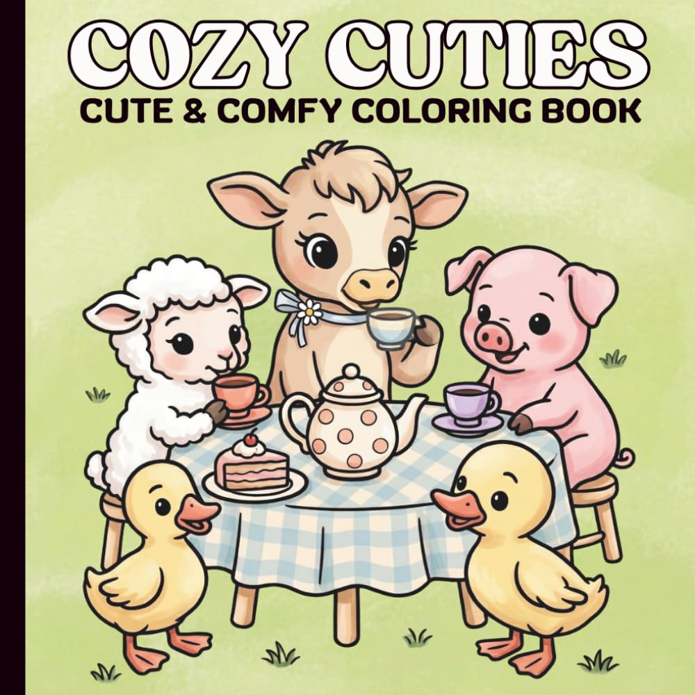 Cozy Cuties Coloring Book: Cute And Comfy Illustrations for Relaxation And Stress Relief, Adorable Animal Characters, Perfect For Adults, Teens and Kids.