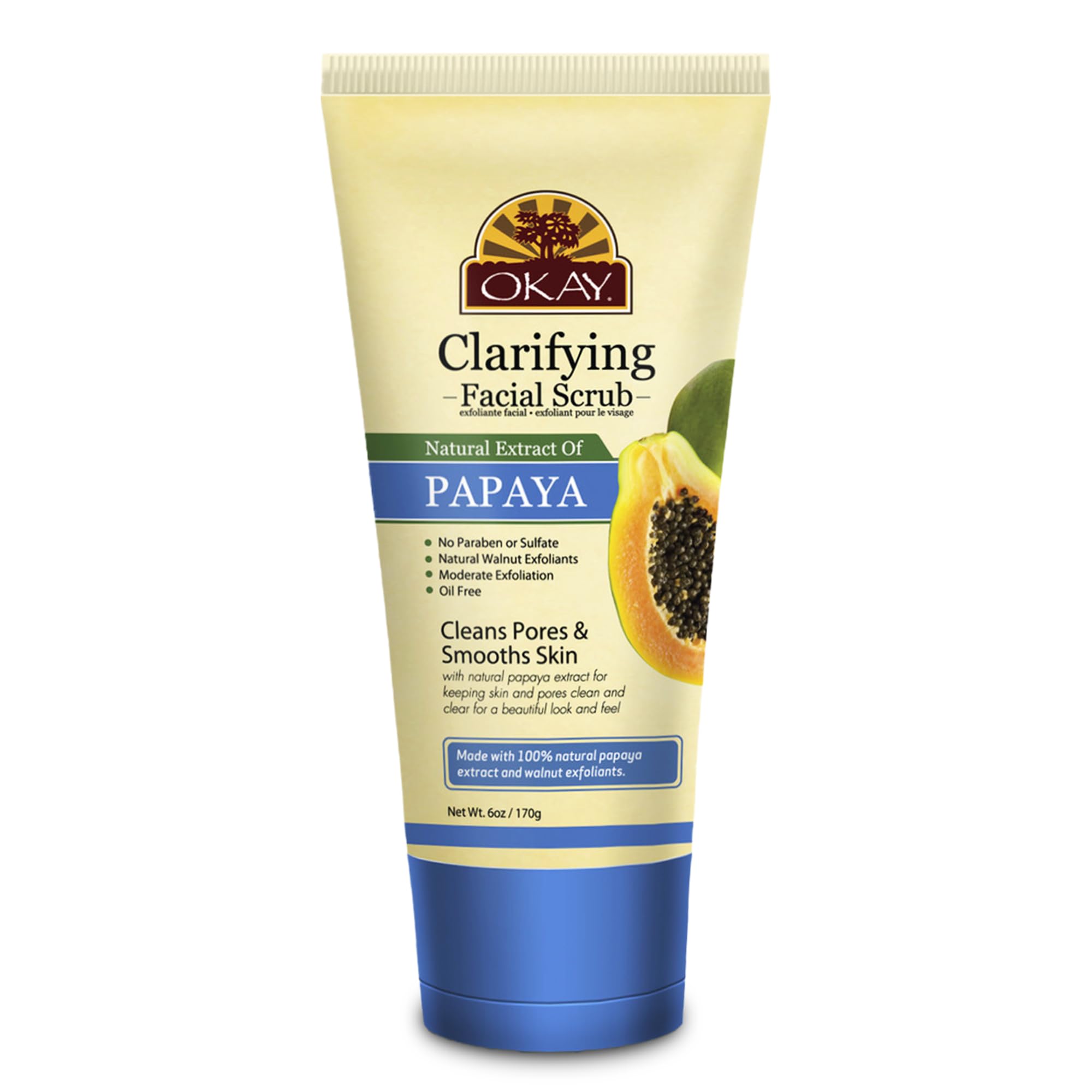 OKAY Pure Naturals Papaya Facial Scrub, 6 Ounce, 0.17 kg