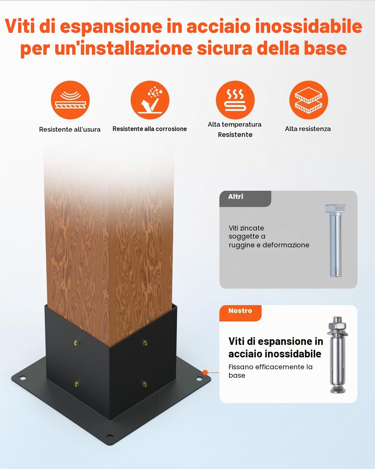 VEVOR Kit Staffe per Pergolato, ca. 101,6 x 101,6 cm Adatto per 92 x 92 mm, Staffe Angolari Resistenti a 3 Vie, Kit Base per Pali in Legno, Travi in Legno di Facile Installazione per Gazebo, Baita