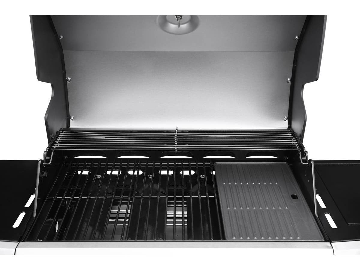 Habitat et Jardin Barbecue gaz avec LED Bingo 5, 5 Brûleurs Dont 1 Latéral, avec Housse Protection, 15.2 kW, Argenté ‎1351_93469