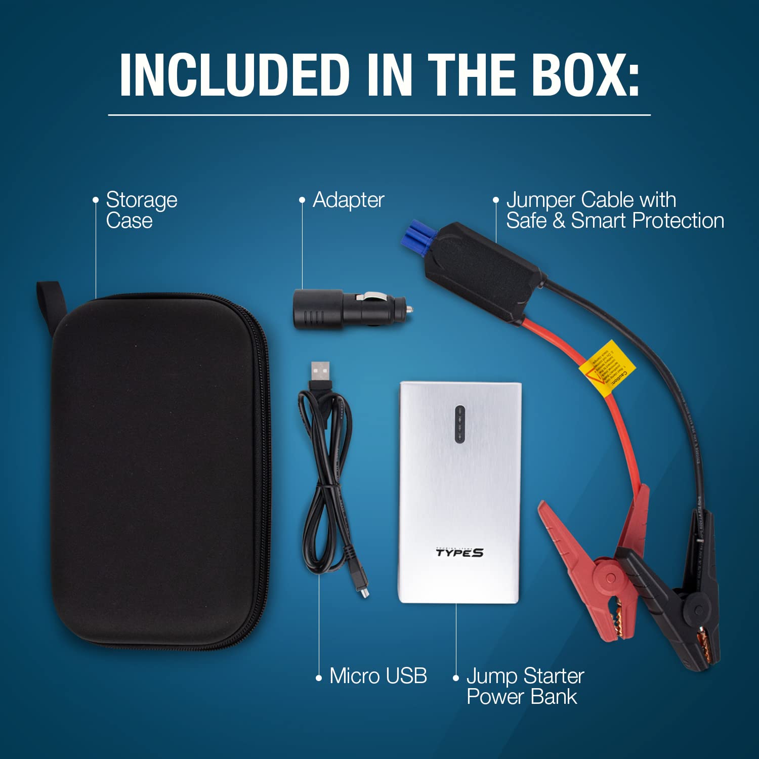 Buy Type S Car Battery Jump Starters Kit and 8000 mAh Portable Power