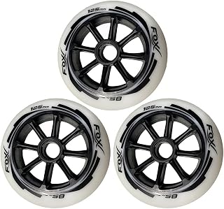 FoxPro Skate 85A 125mm SHR PU Speed Inline Outdoor Roller Skate Replacement Wheels Without Bearings (Pack of 3 Wheels)
