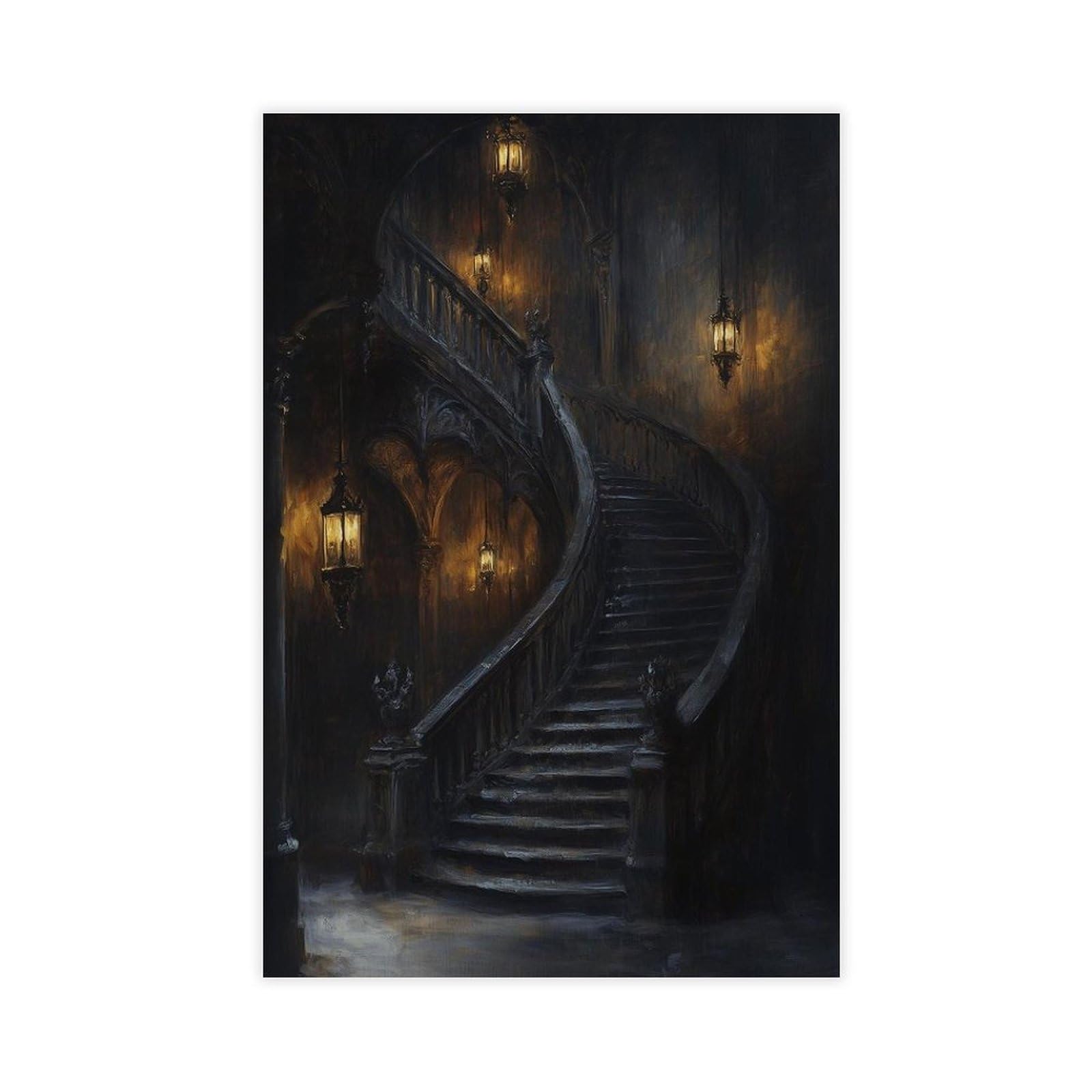Spiral Staircase Lantern Poster Canvas Poster for Living Room Decor Gift