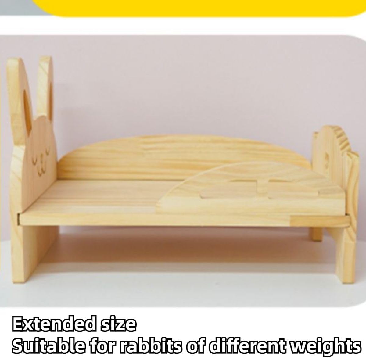 Large Wooden Rabbit Bed - Easy Assemble 13.3"x 8.6" Pet Bed with Support Structure & Removable Cushion for Rabbits, Guinea Pigs, Kittens & Small Animals - Cozy Sleeping Habitat