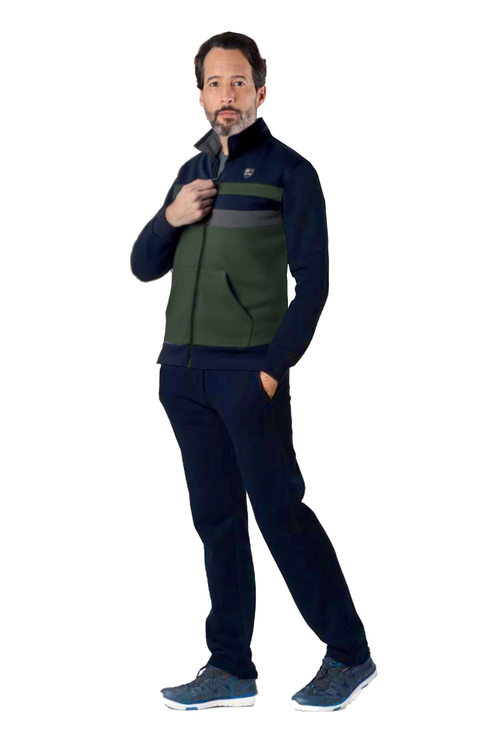 Leo Corsetteria Tuta uomo invernale felpata calda classica con zip cerniera tasche e pantaloni lunghi F.lli_Campagnolo 8Q77146-8Q77275