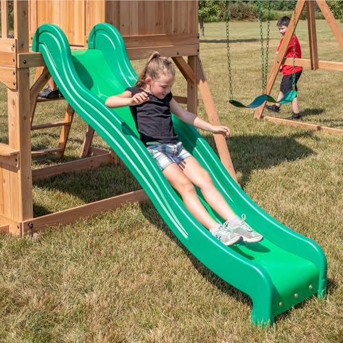 Backyard Discovery Montpelier Cedar Wood Swing Set, Wave Slide, Clubhouse, Monkey Bars, Picnic Area, Snack Bar, Belt Swings, Trapeze, Balcony, Playhouse, Working Door, Ladder, Outdoor Playset - image 9