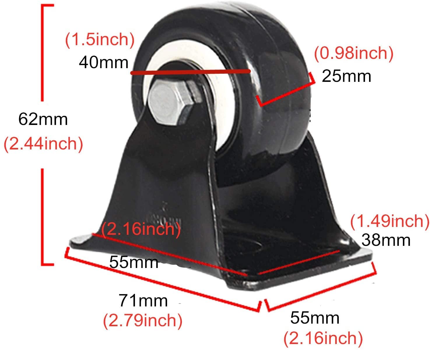 Nyloner 1,5/2 cala, obrotnice 360° z hamulcem, z obrotowymi płytami górnymi, odpowiednie do wózka/orientacji + hamulca/40 mm