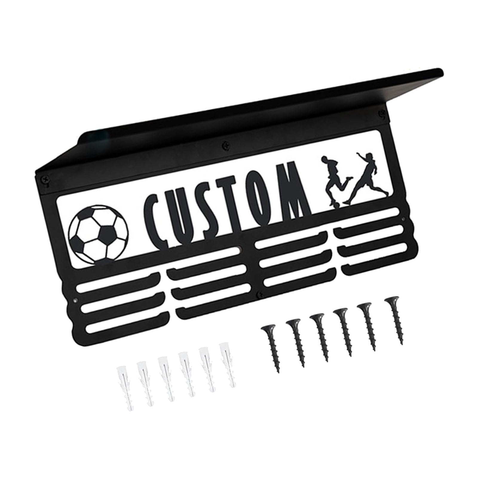 HDOYTXXM Space Saving Medals Showcase with Shelf Accommodates Trophies Display Wall Mounted Sports Achievement Organizers