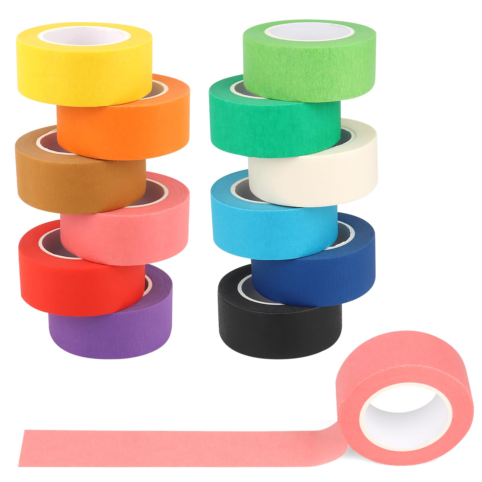 12 rollen crêpetape, kleurrijk, 23 mm x 13 m, schilderskape