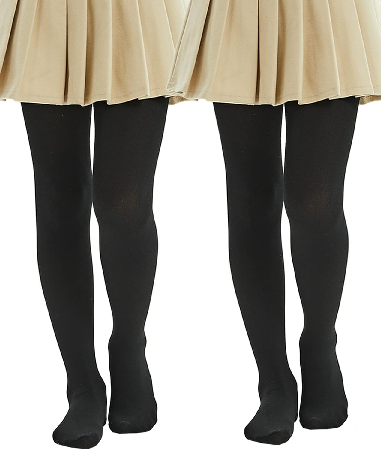 MANZI Fleece Lined Tights for Girls Thick Footed Girls Tights Age 2-10 Ultra-soft 2 Pairs 400-Denier