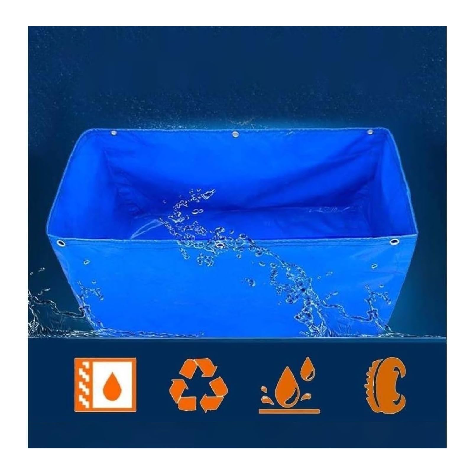 Laghetto portatile in tela, Laghetto for pesci portatile blu, serbatoio in tela da 0,5 mm, con scarico, giardino, dimensioni multiple(0.6x0.8x0.5m)