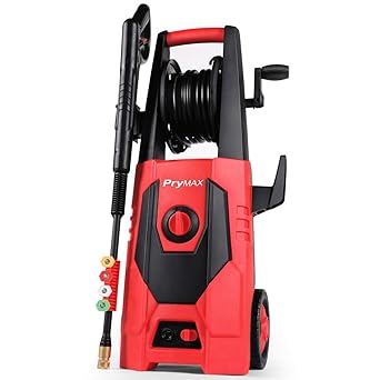 Amazon Com Prymax Electric Power Washer 3000 Psi 1 85 Gpm Car Electric Pressure Washer With Hose Reel And Interchangeable Nozzles Red Patio Lawn Garden