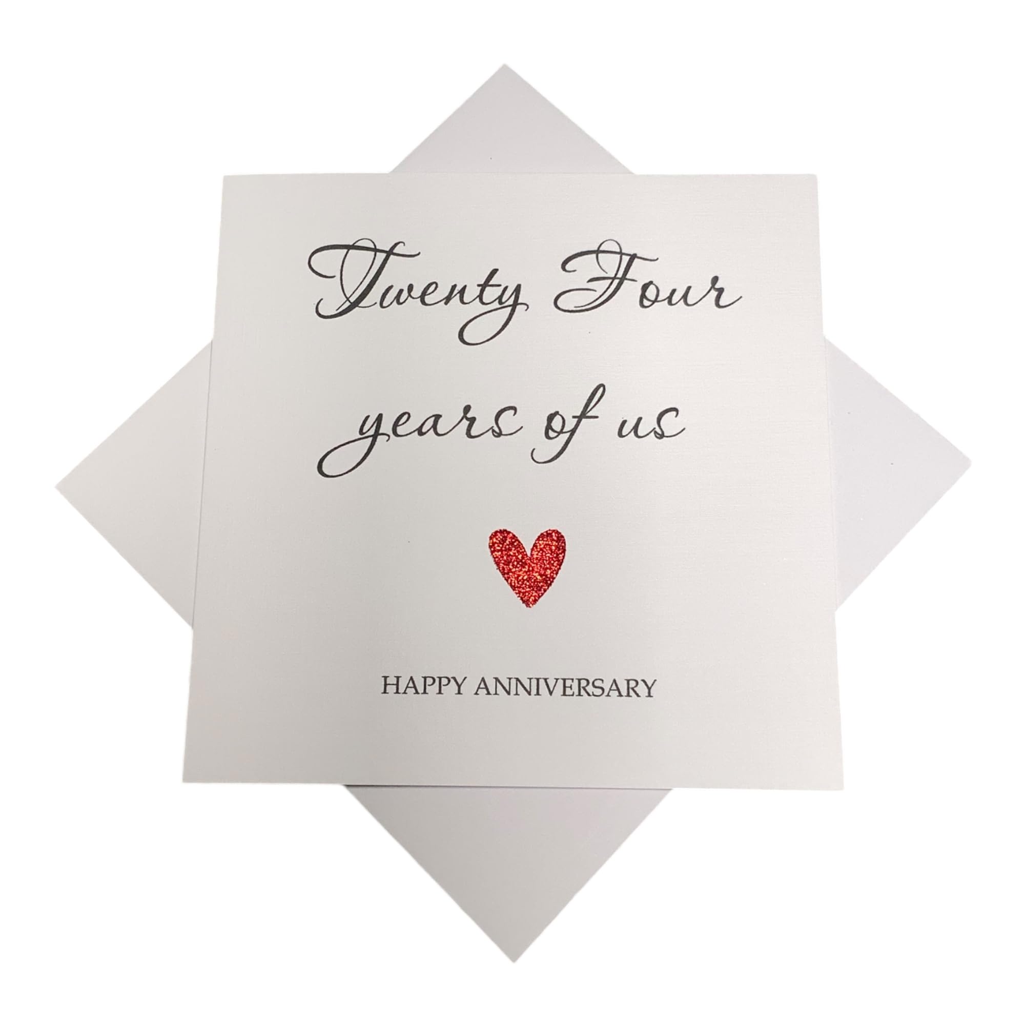 24th Wedding Anniversary Card - Opal 24 Year Twenty Fourth Personalised Gift for Wife Husband Boyfriend Girlfriend Partner - Choose Glitter Heart - Various Designs (Year Of Us)