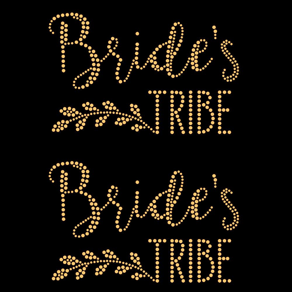 Set of 2 Laurel Gold Bride's Tribe Iron on Rhinestud Wedding T-Shirt Transfers by JCS Rhinestones