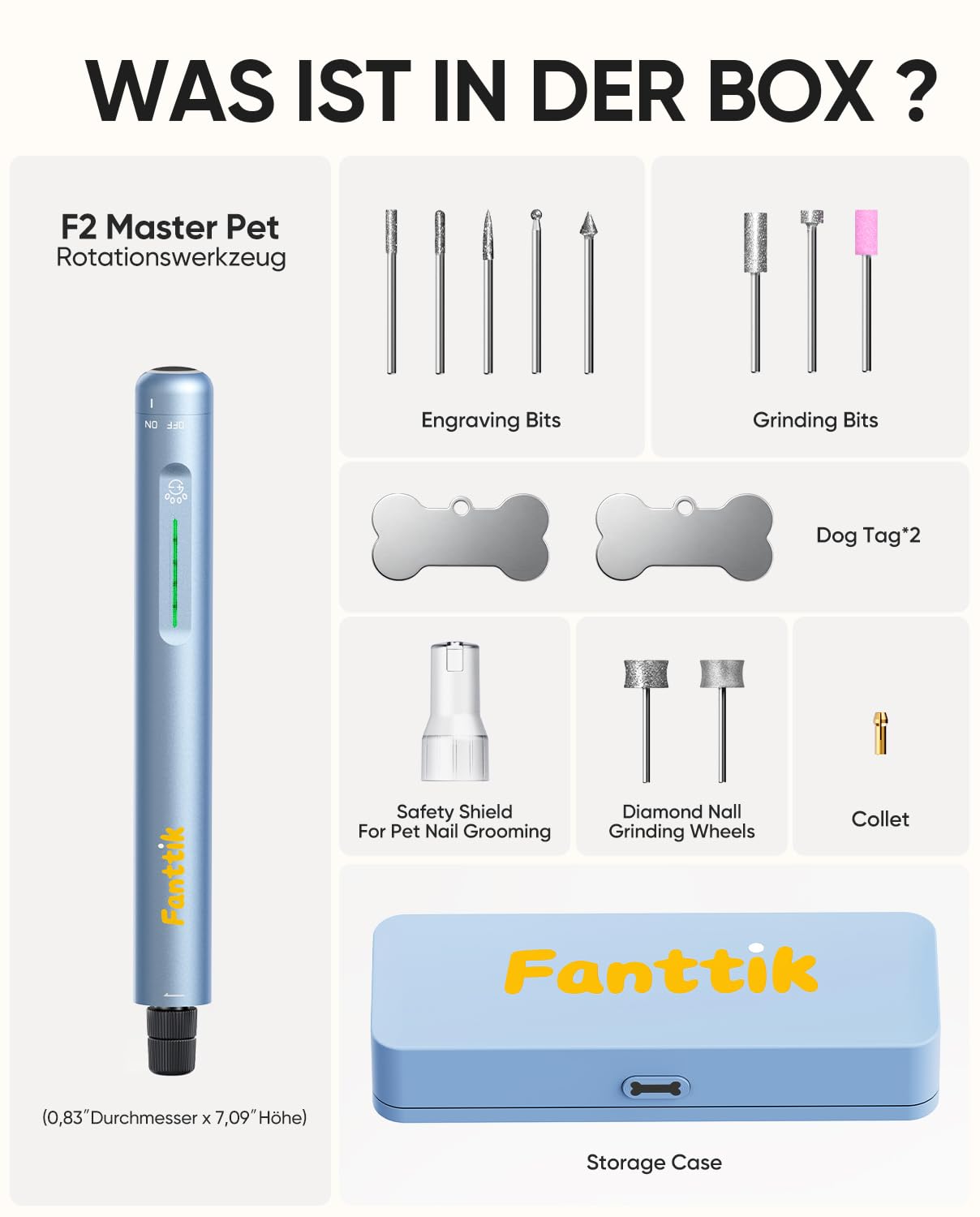 Fanttik F2 Master Pet Haustier Hundekrallenschleifer, leiser, sicherer