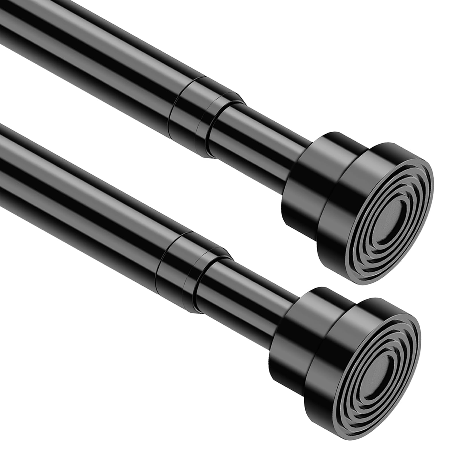 Extendable Curtain Poles 85-112cm, No Drill Tension Pole for Curtains, Adjustable Telescopic Curtain Rod, Easy to Install Tension Rod for Net Curtains, Voiles & Bedroom Windows, Black 2Pcs
