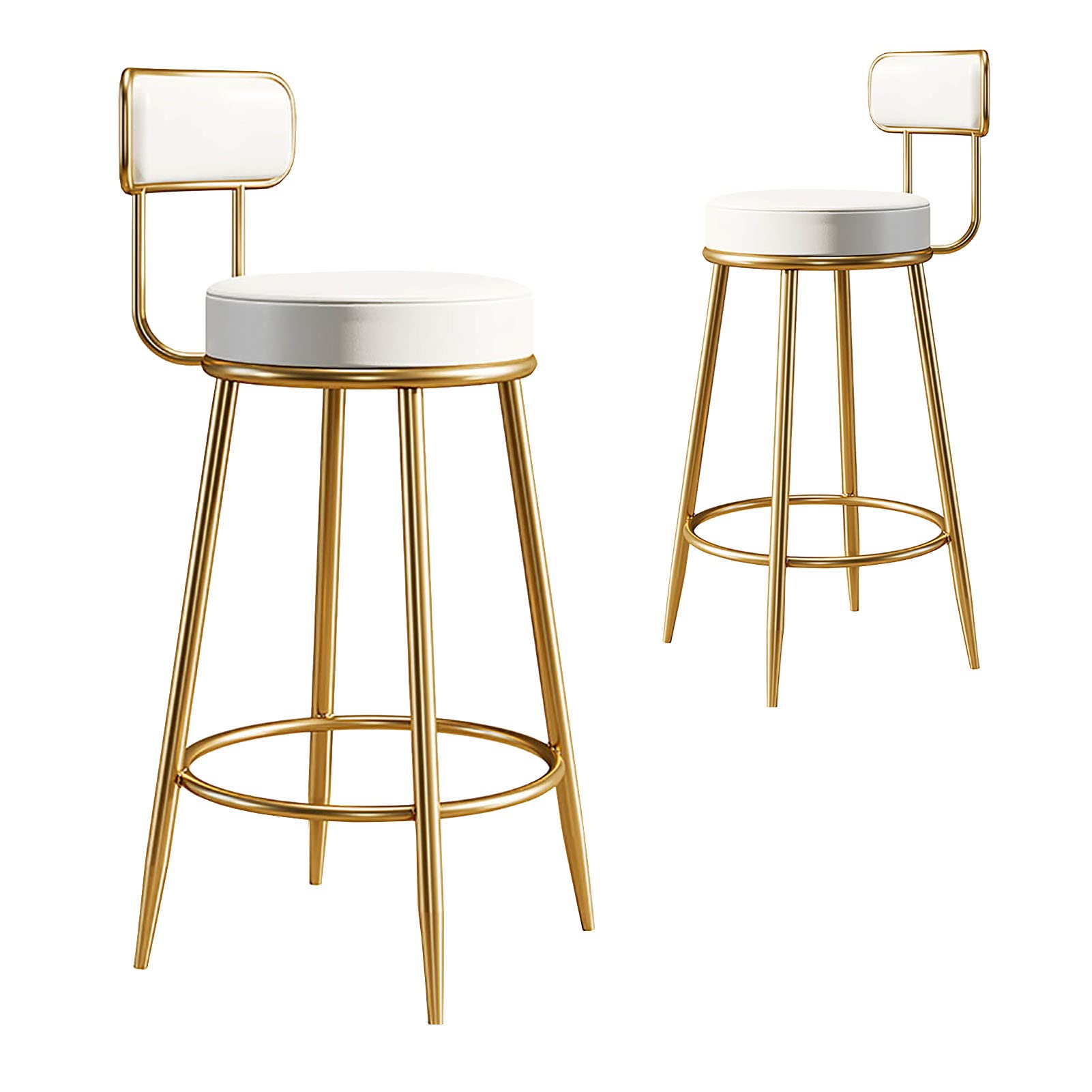 Chaise de salle à manger chic et tabouret de comptoir en cuir blanc