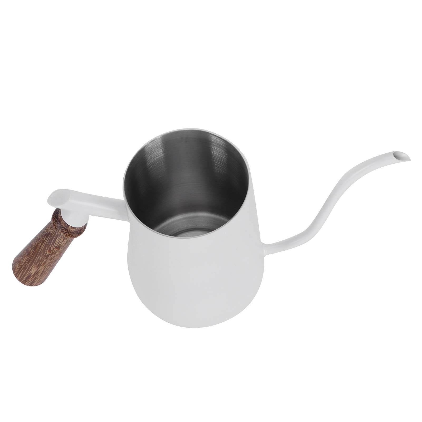 Bollitore a Goccia a Collo di Cigno da 650 Ml Bollitore per caffè in Acciaio Inossidabile con Termometro Incorporato e Impugnatura Ergonomica per Versare Sul caffè Tè Home Cafe (650ml bianco)