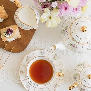 Amazon.com: Floral Tea Set Tea cups Tea Pot Tea Set Tea Sets for