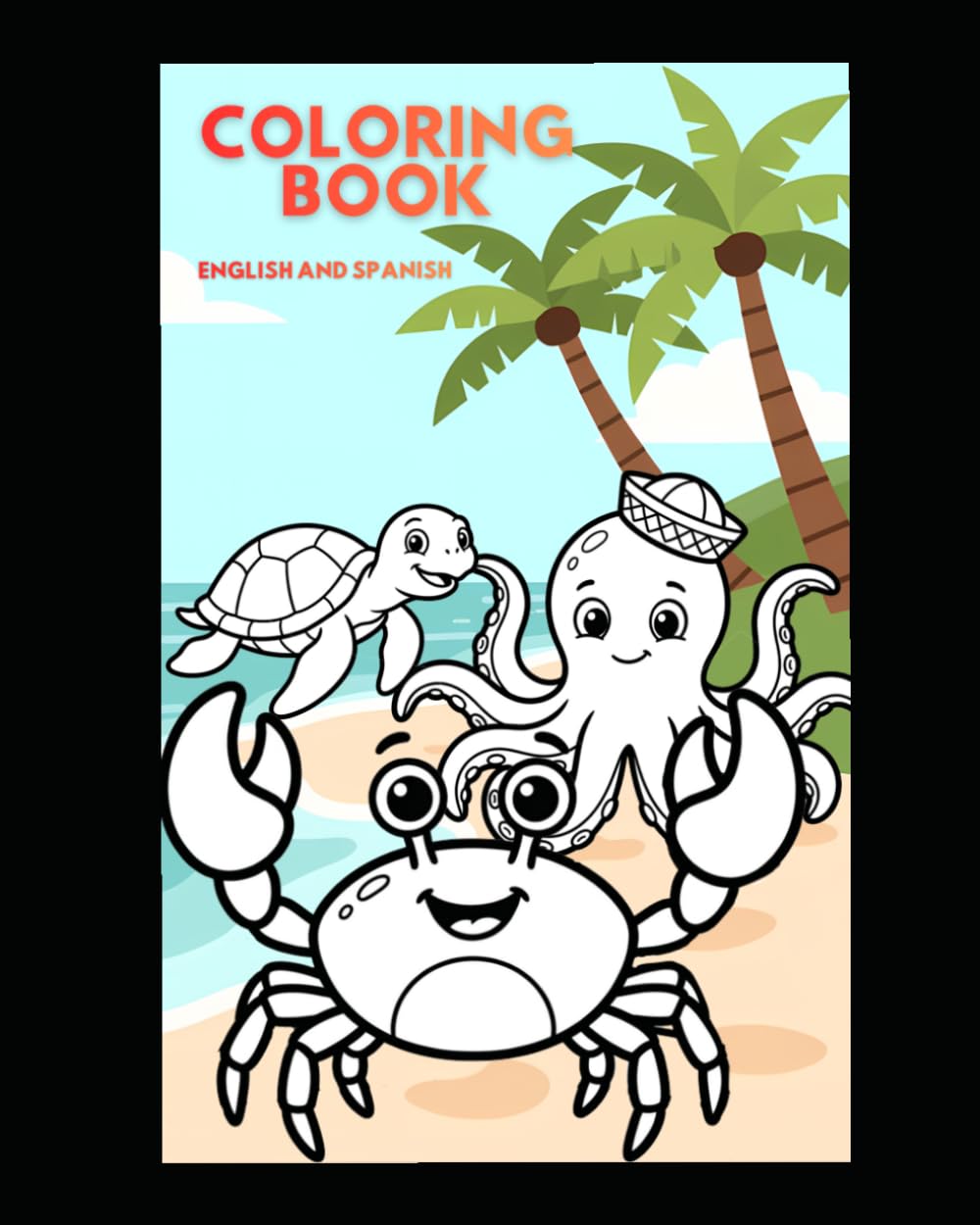 Coloring Book for Kids, Marine Animals Coloring Book, English and Spanish: Coloring book in English and Spanish