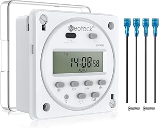 Neoteck DC 12V Timer Switch 16A Digital Electronic LCD Time Relay Switch Programmable Timer with Wire Connectors Waterproof Cover