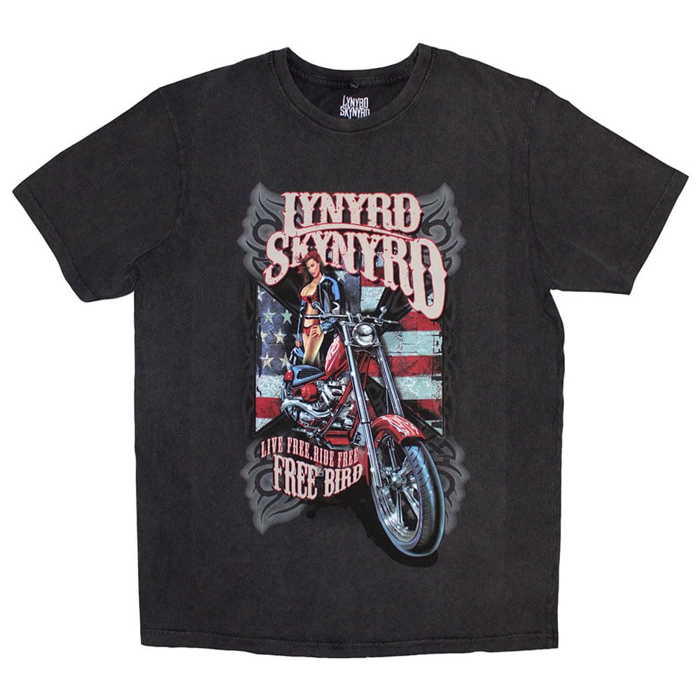Lynyrd Skynyrd Ride Free Limited Edition 999 Only Premium Wash T Shirt L Charcoal