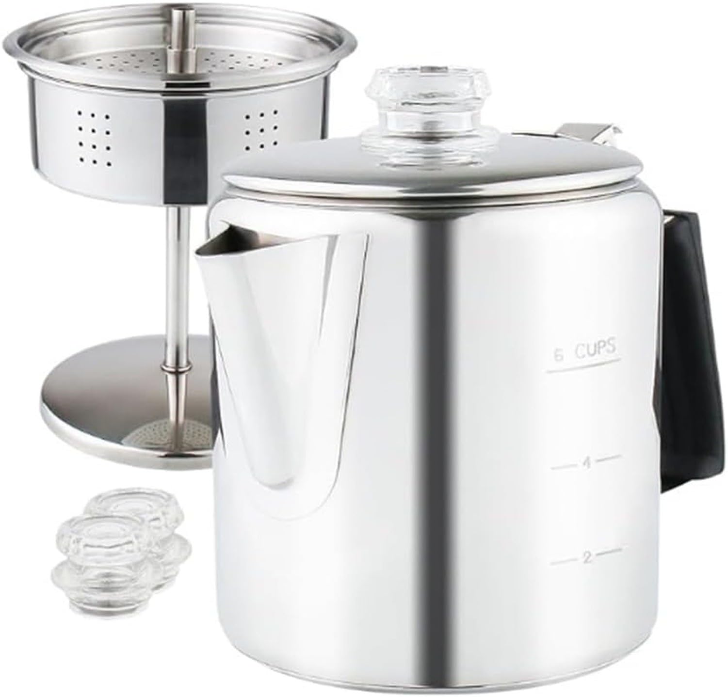 Cafetera Multiusos 6 Tazas con Asa Termorresistente y Nudo Silicona