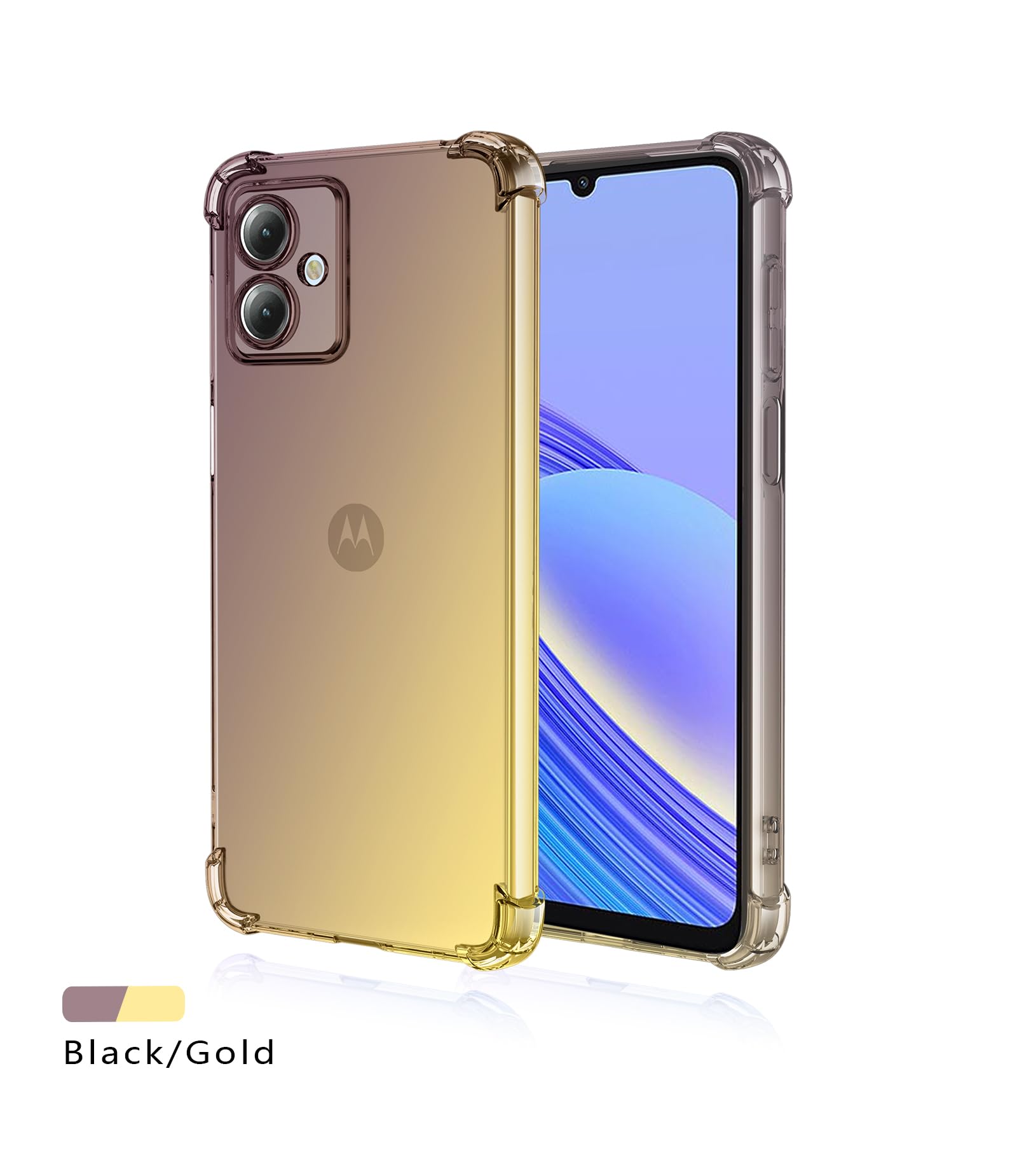 HAOYE Cover per Motorola Moto G14 con Girevole Anello, Traslucido Custodia con Supporto Magnetico Auto, Silicone TPU e PC Doppio Strato Protettiva Bumper. Verde scuro