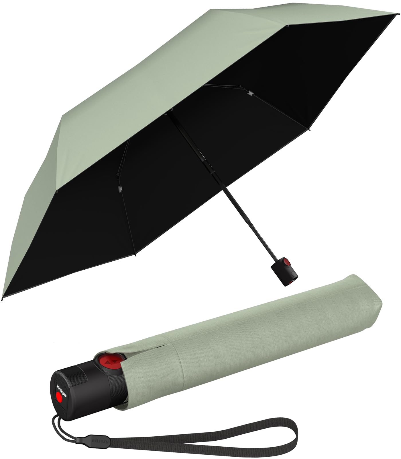Knirps Ombrello tascabile Ultra U.200 Medium Duomatic – On To Automatico – Antitempesta – Antivento, Wasabi With Black Coating - Protezione dai raggi UV e dal calore, 95 cm