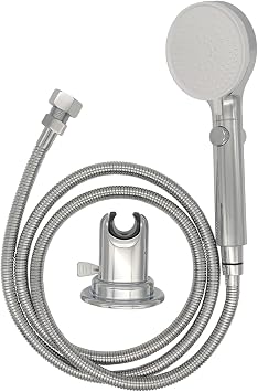 RV Outdoor Shower Head Kit with Garden Hose Fitting and Suction Cup - RV Outside Shower - Easily Installed and Removed On Outside of CamperRV Shower Head Kit with on/off switch, chrome