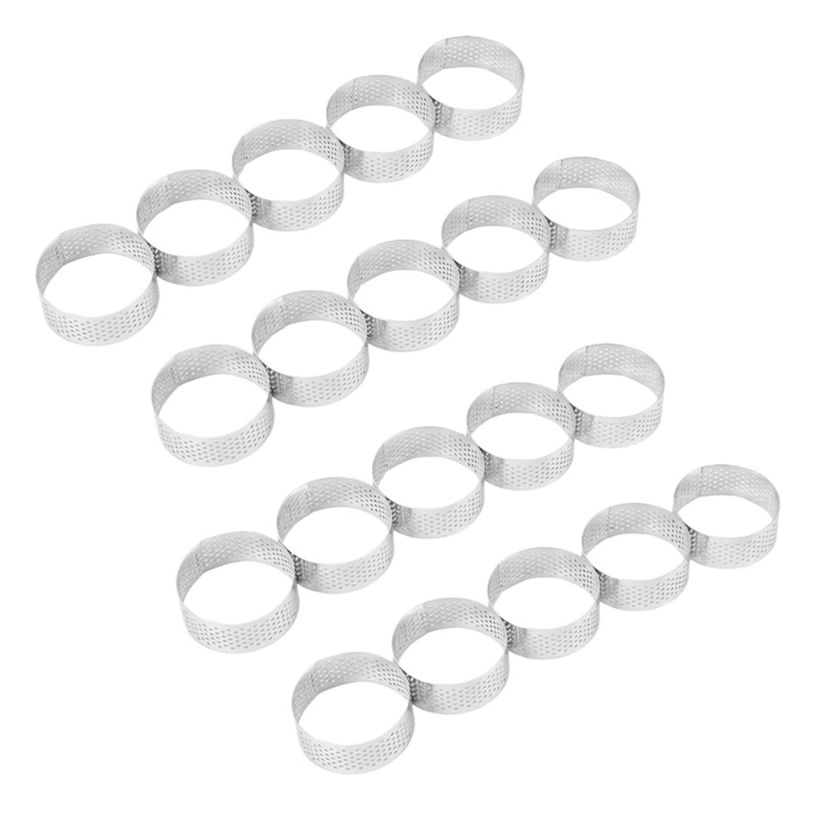 20 anneaux à tarte perforés en acier inoxydable de 5 cm