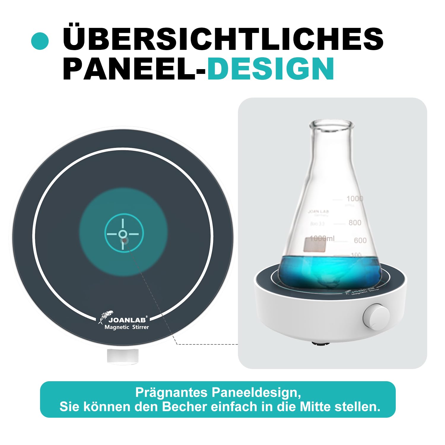 JOANLAB Magnetrührstäbe Mini Magnetische Rührplatte Labor Rührer Mixer mit Rührstab, Magnetrührer Mixer Platte 3000ml