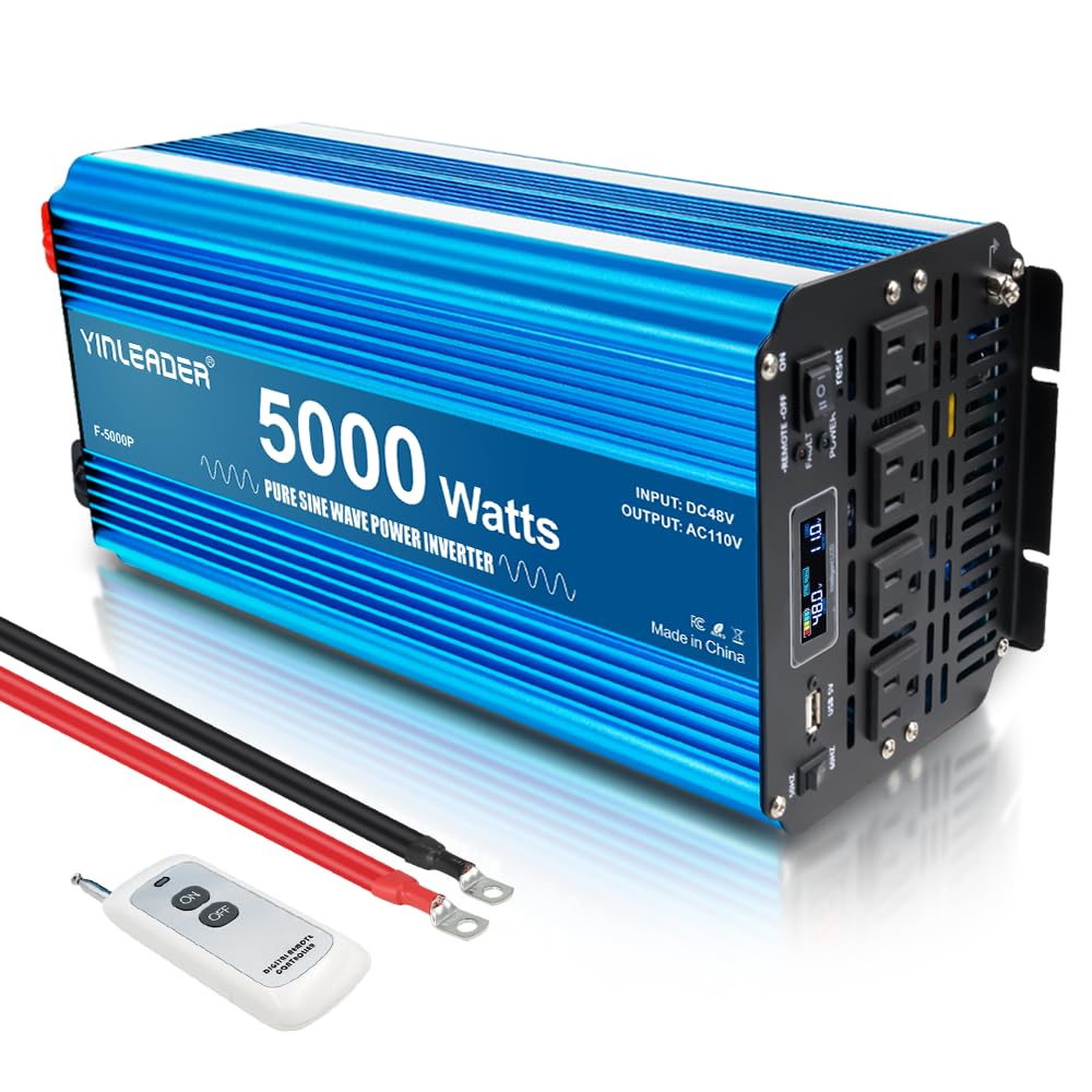 Photo 1 of 5000 watt Inverter Pure sine Wave Inverter 48V to 110V/120V Power Inverter, 10000W Peak DC to AC Inverter with LCD Display 4 AC Outlets,USB Port, Wireless Remote Control for Truck, RV, Solar Off-Grid