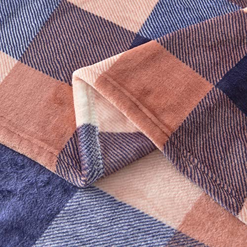 Sochow Buffalo Plaid Flannel Fleece Throw Blanket 60 X 80 Inches, Soft Lightweight Cozy All Season Coral Pink Checkered Blanket For Bed, Couch, Car #TOP3