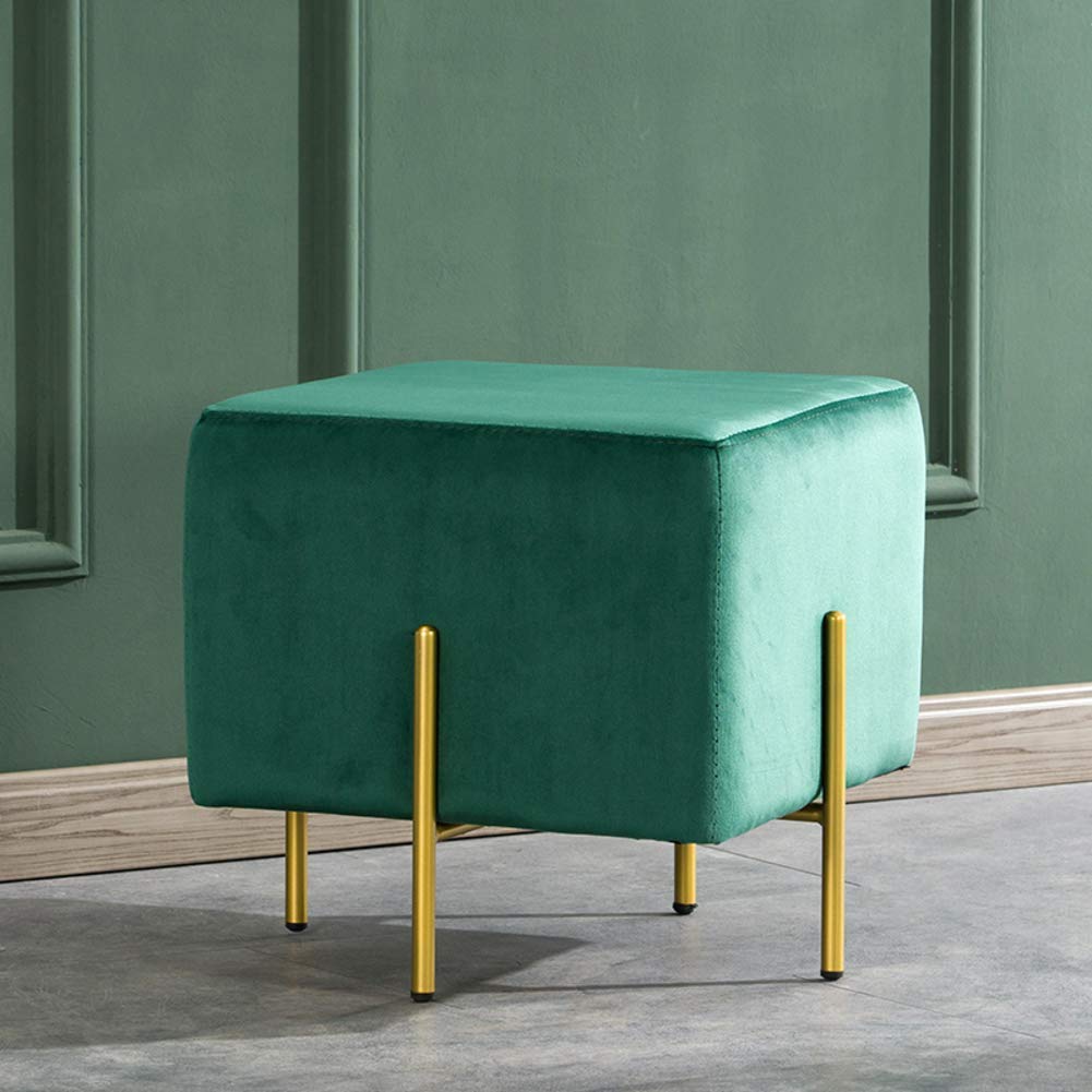 Tabouret repose-pieds rond en lin bleu pour coin lecture