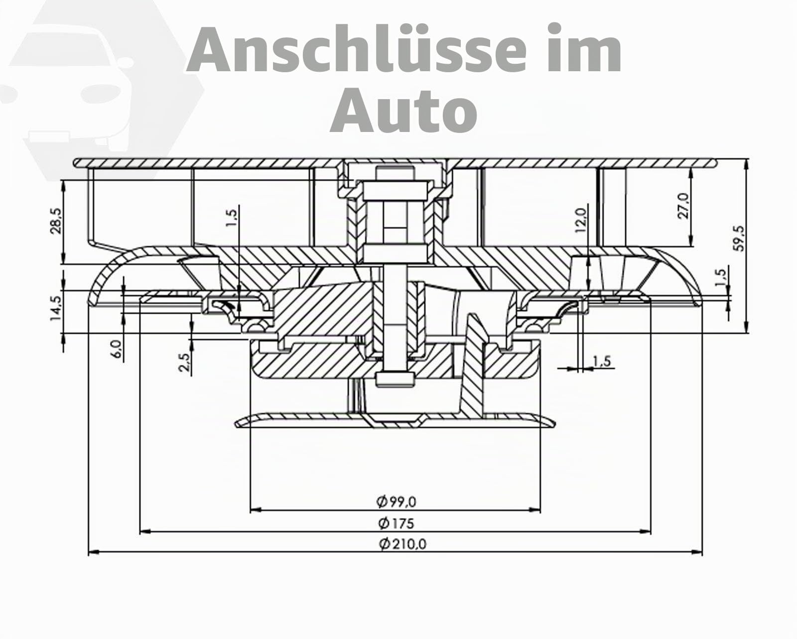 ICC Klein Niedriges Profil Dreh- Dachlüfter für Vans Busse - Schwarz - Wind Driven Rotierend Ventilator