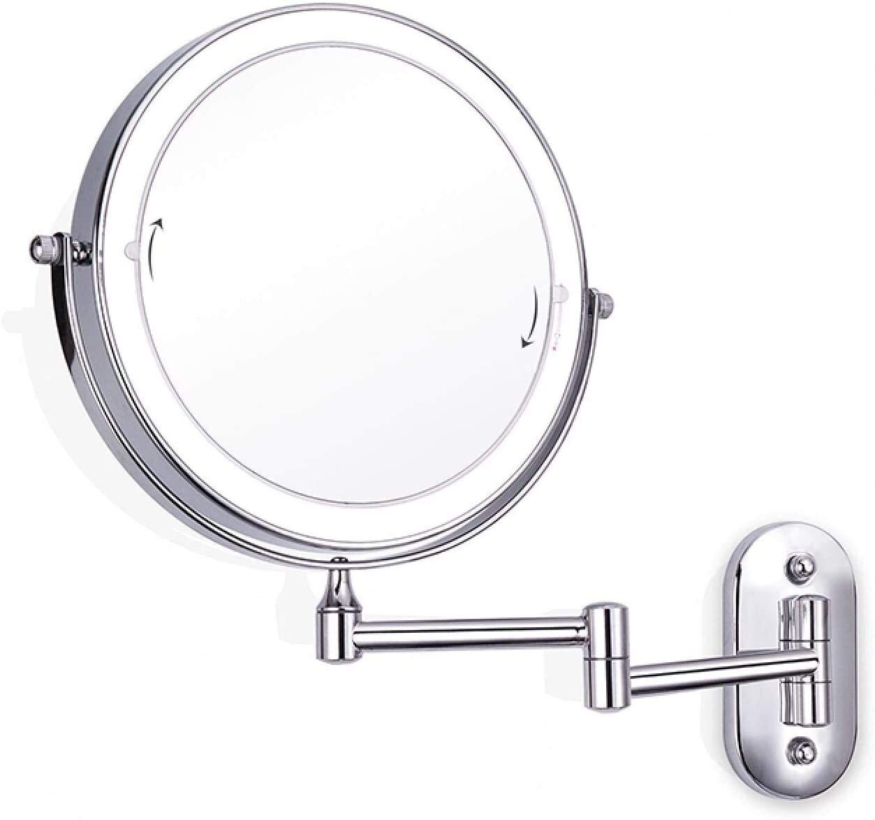 Miroir de salle de bain mural LED grossissement 10X miroir maquillage double face